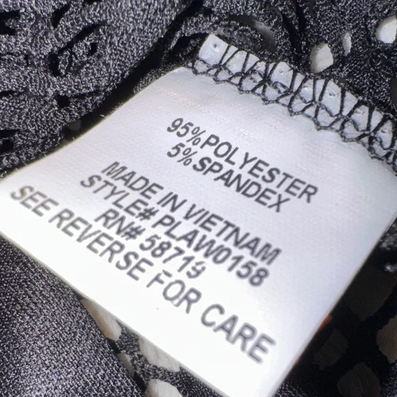 Sheer Black Lace Overlay Top – Size PXL - Picture 4 of 5